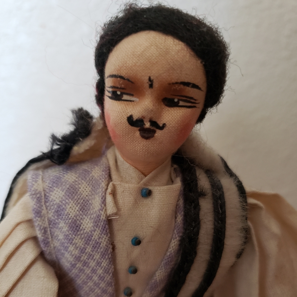Handcrafted Greek ? Fabric  Doll with Mustache